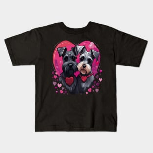 Miniature Schnauzer Couple Valentine Kids T-Shirt